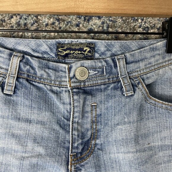 Seven7 Blue Skinny Jeans with Weathered Fading - Picture 7 of 10